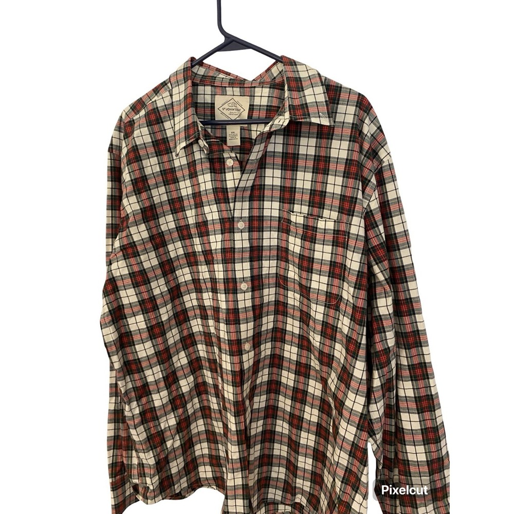 St Johns Bay Mens XXL Plaid Cotton Button Down Timeless Dark Academia 0201 - Picture 3 of 9
